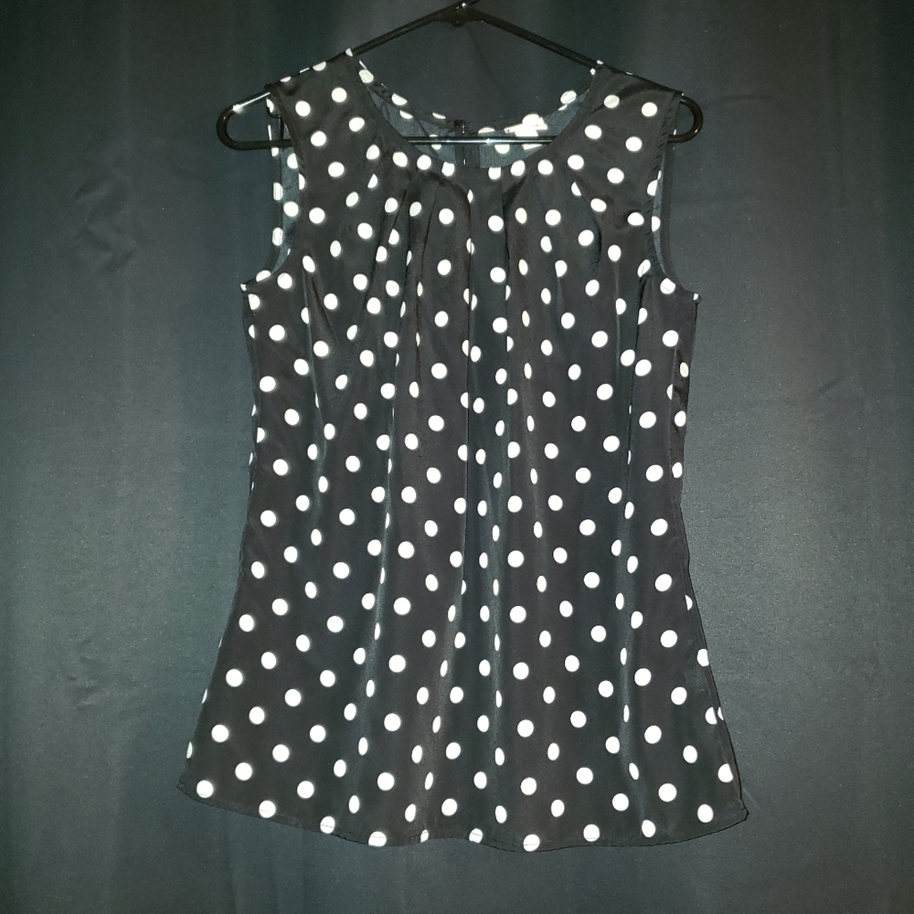 Merona Black and White Polka Dot Top Size Small